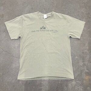 Y2K 2000s May The Forest Be With You Nature T-Shirt Size Large Green 20x28”